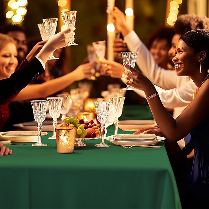 6 Pack Premium Disposable Plastic Tablecloth 54" x 108" Party Table Cloths Disposable for 6 to 8 Foot Tables Indoor or Outdoor Birthdays Weddings Christmas Buffet Table (Dark Green)