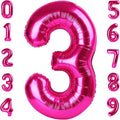 Numbers Balloon 3, 40 Inch Large Hot Pink Balloon for Three Year Old Birthday Decor, 3 13 30 31 Birthday Party Decorations for Wedding Supplies