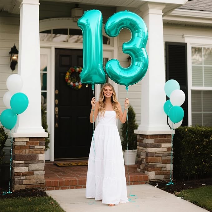 40 Inch Teal Blue Balloon Number 3 Balloon,Number Balloons Teal Big Giant Jumbo Number 3 Foil Mylar Balloons for 13th 23th Birthday Party Anniversary Events,Wedding Anniversary Party Decorations