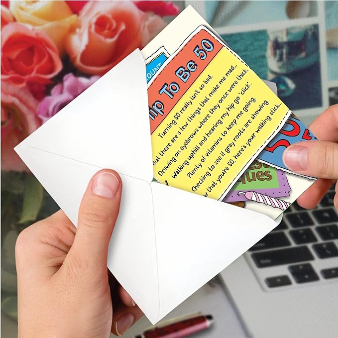 NobleWorks 50th Birthday Greeting Card with 5 x 7 Inch Envelope (1 Card) Bday Hip Click 0909