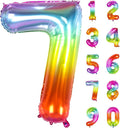 Number Balloon | Number 7 Balloon for 7th Rainbow Birthday Decorations | Giant Multicolor Mylar 7 Balloon Number - 40 Inch | Big Foil Colorful 7 Birthday Balloon for Anniversary Party Supplies Favors