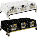 Gatherfun Graduation Decorations 2026-2 Pcs Black and Gold Gongrats Grad Tablecover for Graduation Party Decorations，Grad Plastic Table Covers 54"x108"