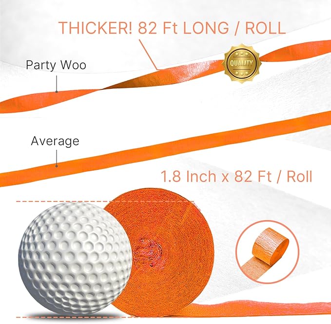 PartyWoo Orange Crepe Paper Streamers 10 Rolls 820 ft Pack of Orange Crepe Paper for Graduation Halloween Thanksgiving Birthday Party Decorations (1.8 Inch x 82 Ft/Roll), Orange-80