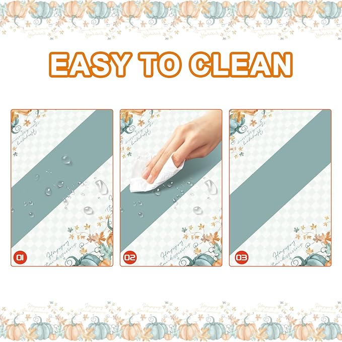 Childom 2 Pack Thanksgiving Tablecloths,Thanksgiving Decorations 54" x 108" Disposable Plastic Tablecloths,Blue Pumpkin Maple Table Covers for Rectangular Table,Home,Dinner,Party,Outdoor Picnic