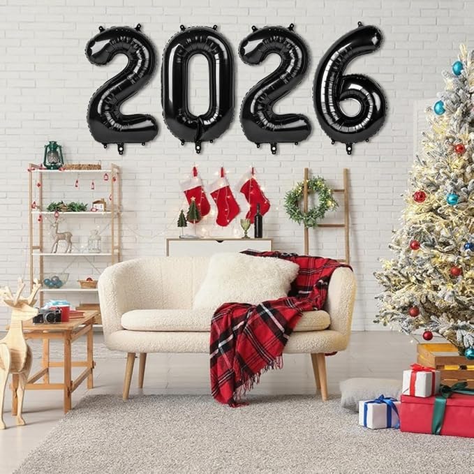 2026 Number Balloons, 40 Inch Balloon, New Years Eve Decorations, Black Balloons for New Years Eve Party Supplies 2026, Graduation Decoration, 2 6 20 26 Birthday Parties