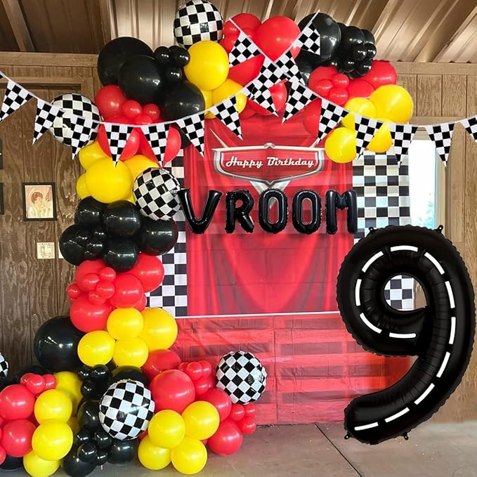 134pcs Race Car Balloon Party Supplies Decorations for Boys - Racing Theme Happy Birthday Racecar Number Balloons Garland Kit With Arch (9)