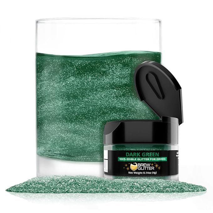 Brew Glitter Edible Glitter for Drinks, Cocktails, Beer, Garnish & Beverages (Dark Green, 4 Grams)
