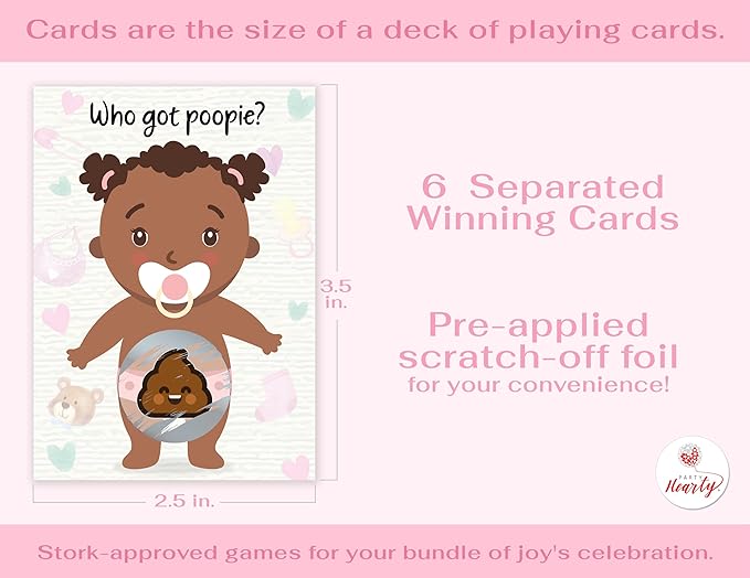 Party Hearty Baby Shower Games for Girl, 66 Poopie Emoji Scratch Off Lottery Tickets, Baby Games Ideas, Scratch Off Game