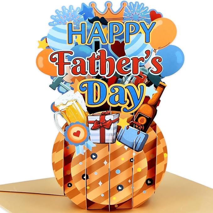 FaCraft Happy Fathers Day Pop Up Card - 3D Happy Fathers Day Pop Up Flower Bouquet Gift Card with Envelope, for Dad Husband Papa Grandpa from Son Daughter Wife