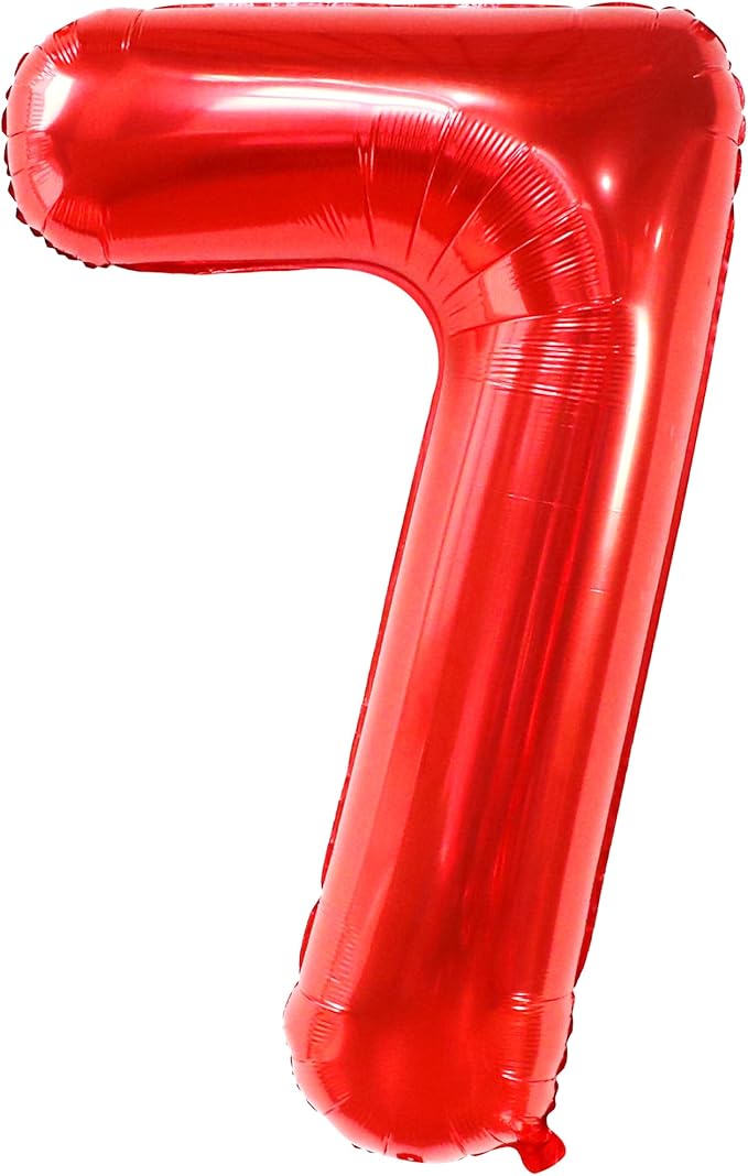 KatchOn, Giant Red Number 7 Balloon - 40 Inch | 7th Birthday Balloon for 7th Birthday Decorations | 7 Balloon number for Birthday | Seven Number | Number Balloons for Anniversary Decorations