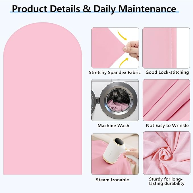 HEMMOTOP Pink Arch Backdrop Cover 7.2 ft (No Arch Stand), Spandex Arch Covers Stretchy Backdrop for Balloon, Birthday Party, Party, Ceremony, Valentine's Day, Baby Shower, Banquet Arch Decoratio