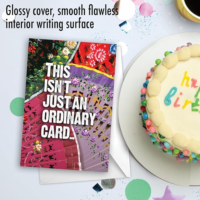NobleWorks - 1 Funny Happy Birthday Notecard - Old Woman Humor Greeting Card with Envelope - No Ordinary Card C3511BDG