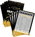 Graduation Party Games - This Or That Game Cards for The Graduate - Graduation Party Decorations 2024 - Gold & Black Grad Celebrations Party Supplies for High School/College - 30 Game Cards(F03)