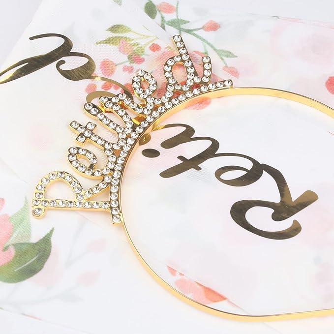 Didder Retirement Party Decorations - Gold Retired Tiara Crown Headband, Retirement Sash for Women