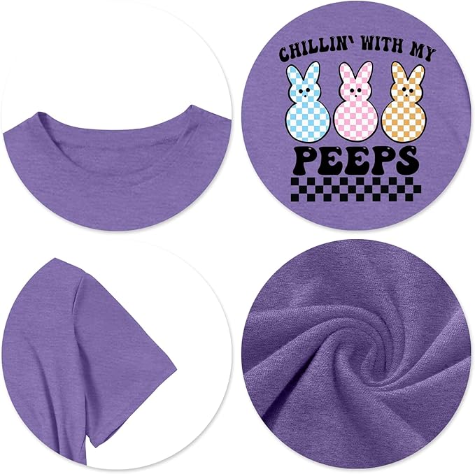 LAZYCHILD Women Easter Teacher Shirts: Funny Treat All with Kindness T-Shirt Bunny Rabbit Tee Tops
