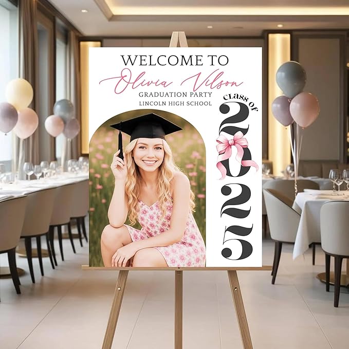 Graduation Welcome Sign With Photo, Class of 2025 Graduation Party Welcome Sign, Photo Graduation Welcome Poster, Modern Minimalist Graduation Welcome