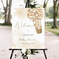 Personalized Brown Teddy Bear Baby Shower Welcome Sign, Balloon Bear Baby Shower Sign, Welcome to Baby Shower Sign Decoration