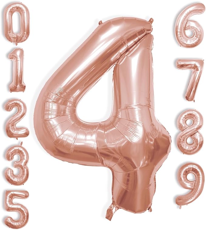 40 Inch Large Rose Gold Number Celebration and Decoration Balloon for Birthday Parties, Graduations, Anniversaries, Weddings, Photo Shoots, Special Events (Rose Gold Number 4)
