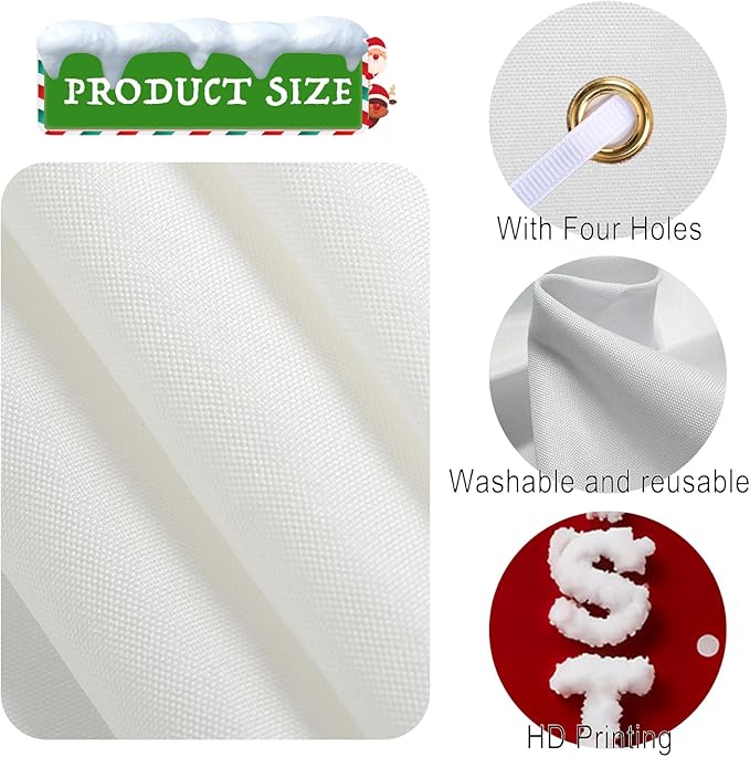 Nuxovilar Merry Christmas Snowflake Decor Polyester Banner 12x70.86 Inches Christmas Door Banner, Festive Home Decor for Living Room, Porch, Holiday Parties