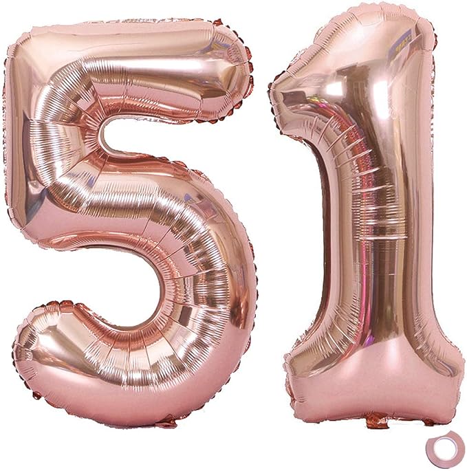 Juland Rose Gold Number Balloons Large Foil Mylar Balloons 40 Inch Giant Jumbo Number Balloons for Birthday Party Decorations 15