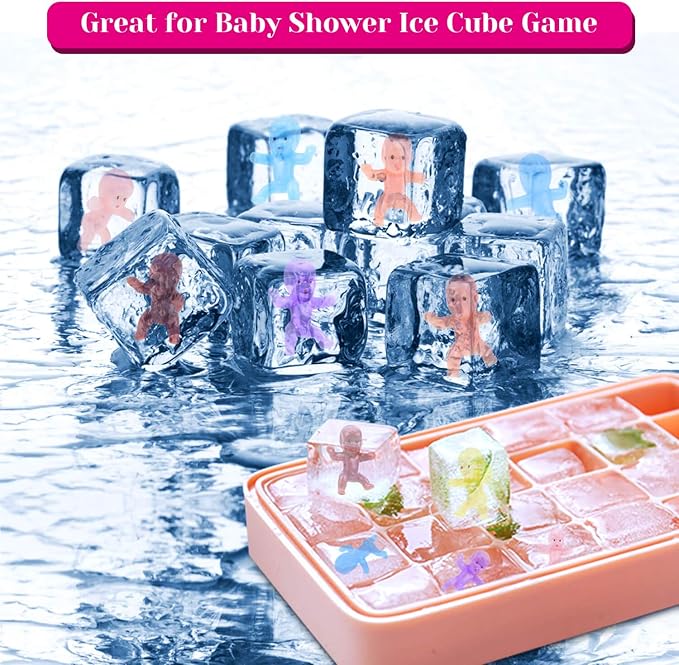 selizo Mini Plastic Babies for Baby Shower, 300pcs Tiny Baby Figurines Mini Babies Bulk for Ice Cube Babies, Small King Cake Babies, My Water Broke Baby Shower Games (6 Colors)