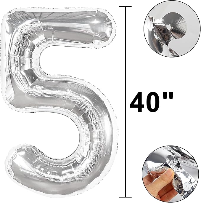 40 Inch Silver Number 15 Digital Balloon,Jumbo Mylar Foil Helium Balloon for 15 Balloons for Birthday Party,Wedding Anniversary Party Decorations
