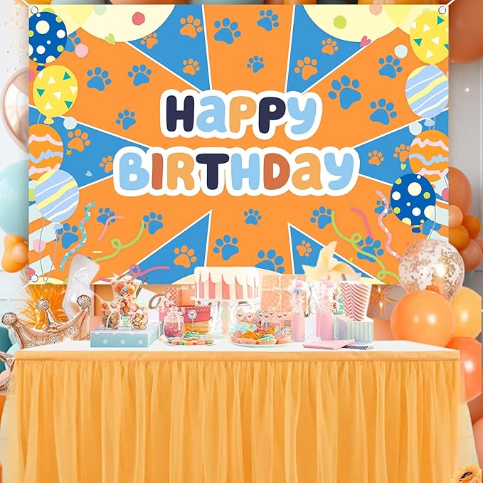 5x3ft Blue Dog Theme Backdrop Cartoon Photography Background Kids Boys Birthday Party Decorations Photo Booth Banner Props