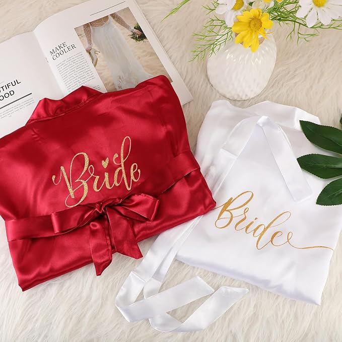 Panitay 42 Pcs Bridal Robes Sets Bride Robes Bridesmaids Proposal Gift Heart Sunglasses Champagne Flutes for Wedding Party