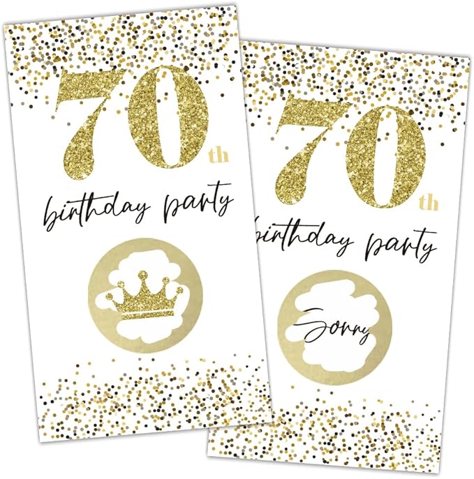 REWIDPARTY White Gold 70th Birthday Party Scratch Off Game Cards（32 PCS）Happy 70th Birthday Party Scratch Cards Cheers to 70 Years Party Supplies Activity for Birthday Raffle Tickets Kids Adults