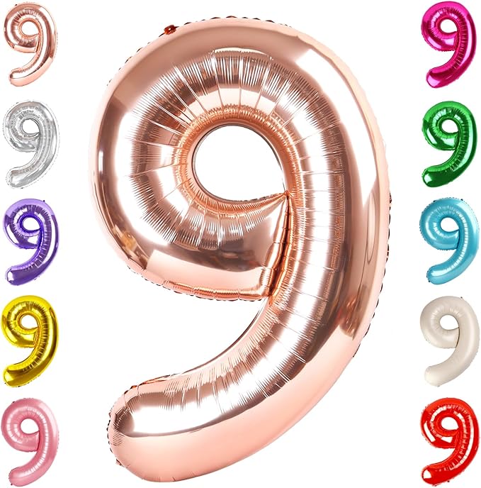 40 Inch Rose Gold Numbers 9 Balloon, Balloons Decorations for 9 19 90 Birthday Party, Engagement, Wedding, Graduations, Photo Shoot Supplies