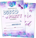 Disco Party Birthday Party Invitation Cards for Women Girls Boys, Disco Birthday Celebration Party Invite Cards Supplies, 20 Double-Sided Fill In Invites With Envelopes -09