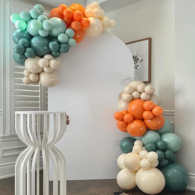 Blue and Orange Balloons Arch Kit, Orange Retro Sea Blue Teal Apricot White Balloon Garland Kit Latex Balloons for Women Men Boho Birthday Party Wedding Baby Bridal Shower Graduation Party Decorations