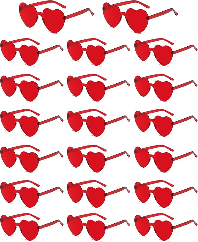 20 Pairs Heart Shaped Sunglasses for Women Colorful Glasses Fun Trendy Transparent Heart Sunglasses Party Favor