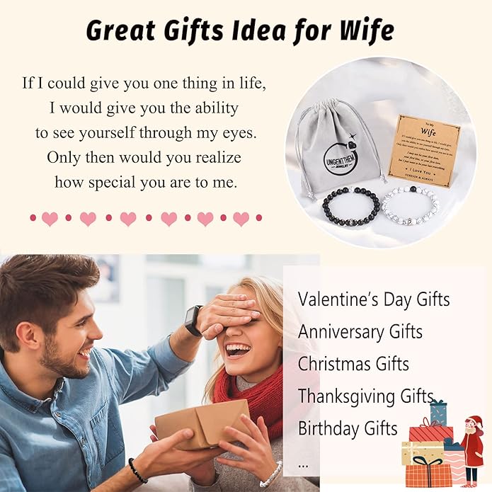 UNGENT THEM Matching Couple Ring Bracelets for Boyfriend Girlfriend Husband Wife Valentines Anniversary Birthday Engagement Gifts