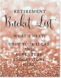 Andaz Press Retirement Party Signs, Glitzy Rose Gold Glitter, 8.5x11-inch, Retirement Bucket List, What's Next? Drop Your Ideas and Adventure Suggestions Here, 1-Pack, Bokeh Colored Party Supplies