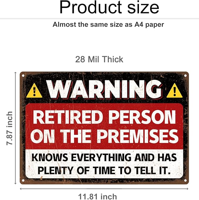 ALKB Funny Retirement Gift for Men & Women - 12x8 Inch Happy Retirement Party Wall Decor