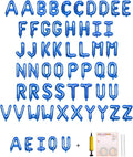58 PCS Letter Balloons Alphabet Letters 2 Sets A- Z & 1 Sets AEIOU 16 - Inch Mylar Foil Balloons Set for Wedding/Birthdays/Annivs/Grads party Decoration Banner Custom Phrase（blue）