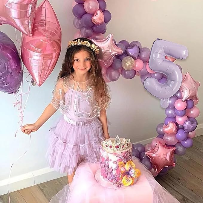 TONIFUL Balloons 16 Inch Baby Purple 0-9 Number Mylar Foil Balloons 10 Pcs digitalal Balloons for 2026 New Year Eve Birthday Party Engagement Graduations Anniversary Baby Shower