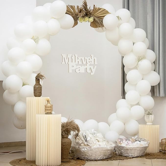 White Balloons Latex Birthday Decorations 100 Pack 12 inch Round Ballons for White Themed Engagement Bachelorette Bridal Shower Wedding Graduation Party 4th of July Decorations Independence Day