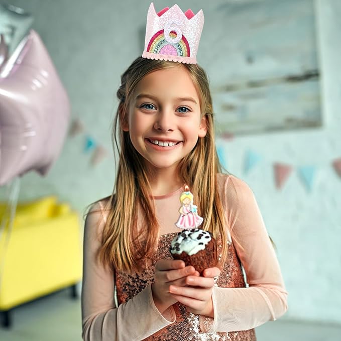 6 Year Old Girl's Rainbow Princess Tiara Birthday Crown, Party Accessories and Gifts