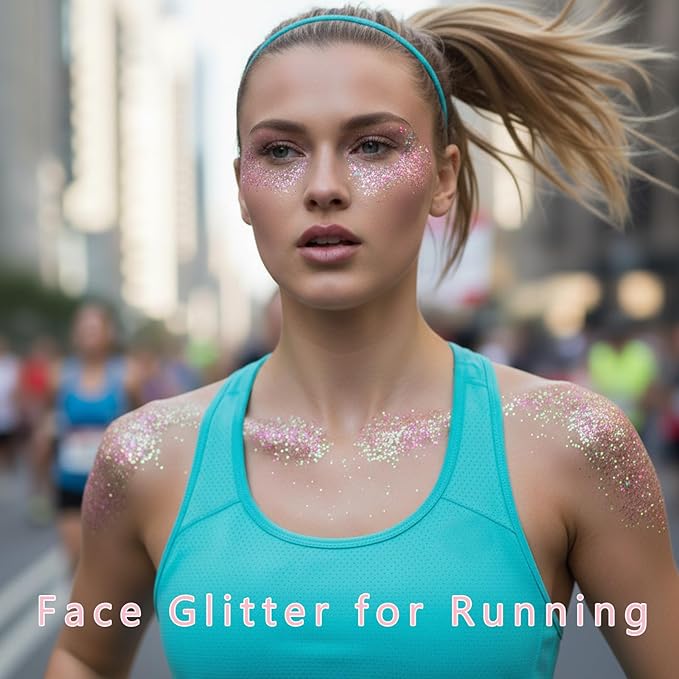 White Face Hair Glitter Gel,Mermaid White Holographic Body Glitter for Kids,Singer Concerts Festival Rave Accessories,Carnival Halloween Glitter Sequins Face Glitter Paint Makeup