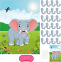PLULON Pin The Nose on The Elephant Party Game with Elephant Nose Stickers for Kids Birthday Party Supplies, Animal Party Carnival Party Supplies