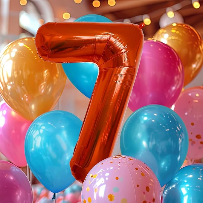 40 Inch Large Red Number Celebration and Decoration Balloon for Birthday Parties, Graduations, Anniversaries, Weddings, Photo Shoots, Special Events - Helium Foil Mylar (Red Number 7)