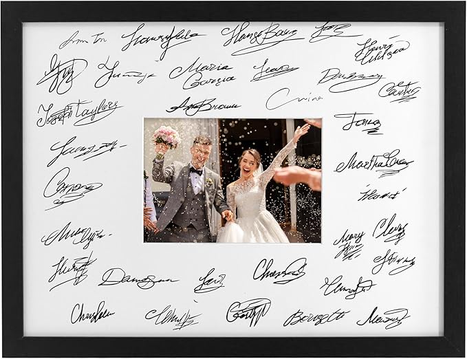 GraduatePro 12x16 Signature Picture Frame Board for 5x7 Photo with Signable Mat for Birthday Party Graduation Wedding Guest Book Gold