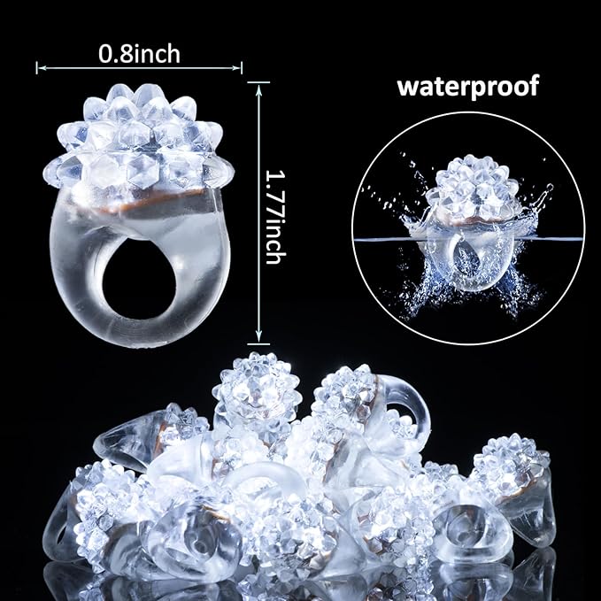 50Pcs White Wedding Party Supplies Set 10 LED Flashing Glasses 20 Light up Bracelets and 20 LED Blink Bumpy Rings Glow In Dark Romantic Valentine's day Neon Party Decorative Accessories