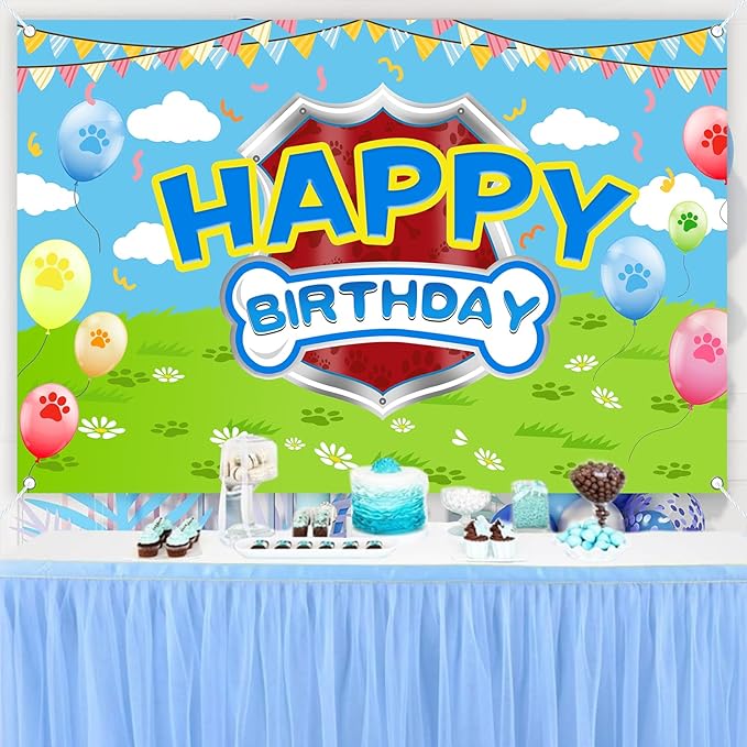 5x3ft Cartoon Dog Theme Backdrop Cartoon Photography Background Kids Boys Girls Birthday Party Decorations Photo Booth Banner Props