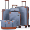 Cosbarn Luggage Sets 5 Piece with TSA Lock Spinner Wheels, Unisex Hard Case ABS Suitcase Set, Hardshell Lightweight Waterproof Travel Hardside Suitcases with Wheels for Women Men, Sky Blue