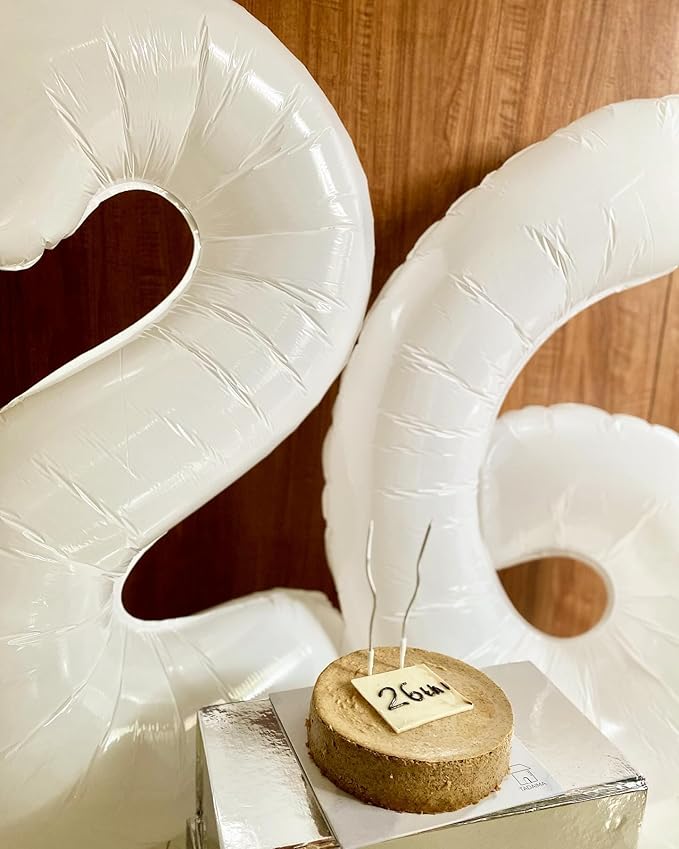 40 Inch White Number 6 Balloon, Giant 6 Number Balloons for 6th Birthday Decorations, Party Supplies for Baby Boy Girl, White Party Decor