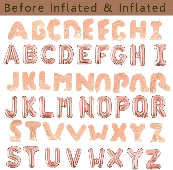 78pcs Letter Balloons Rose Gold Custom Alphabet Balloons Party Supplies for Birthday Shower Personalized Phrase Word Name Banner 16 Inch A-Z Letter Decor (3 Set)