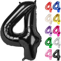 Black Number 4 Balloon 40 Inch, 4 Balloon Number, 4th Birthday Decorations, Black Party Supplies for Boys Girls